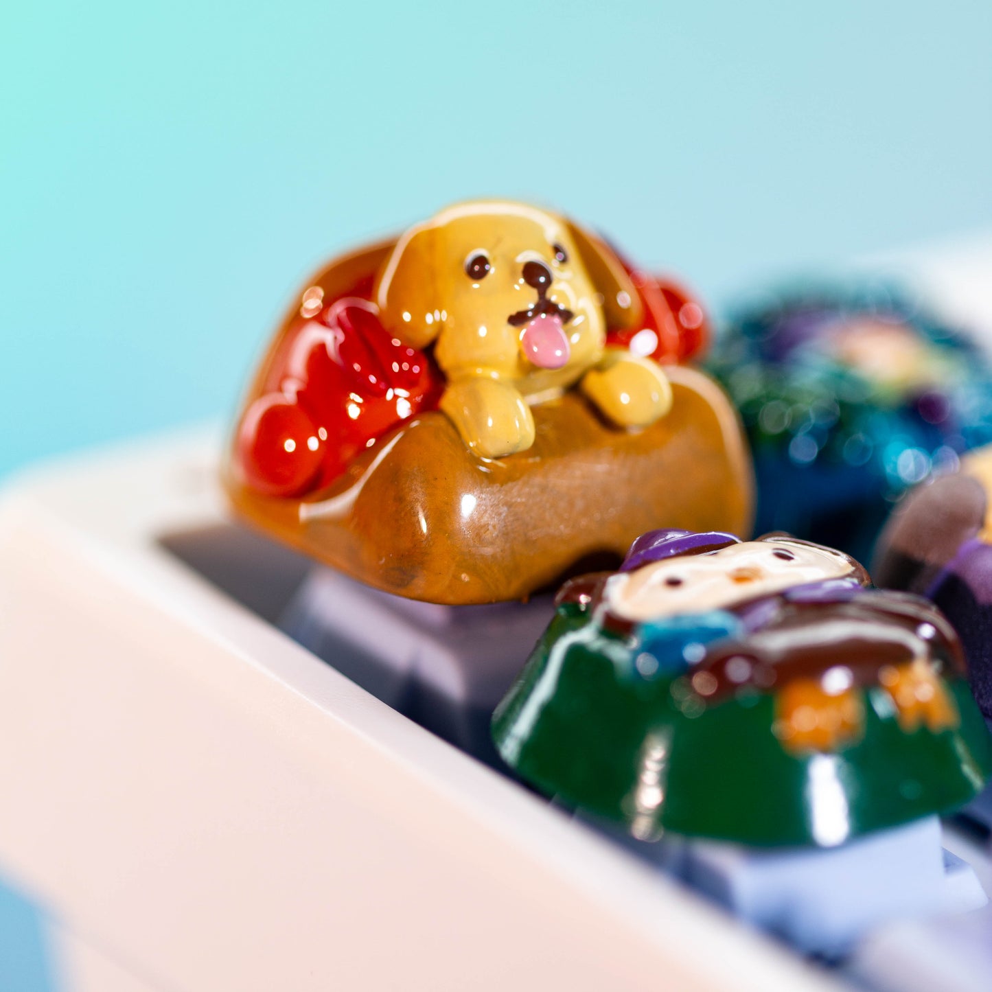Hotdog Pup Delight · Handmade Resin Artisan Keycap