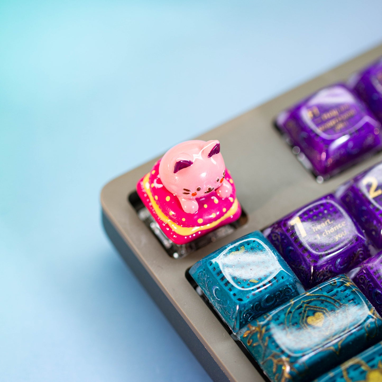 MeowBurger Delight · Handmade Resin Artisan Keycap
