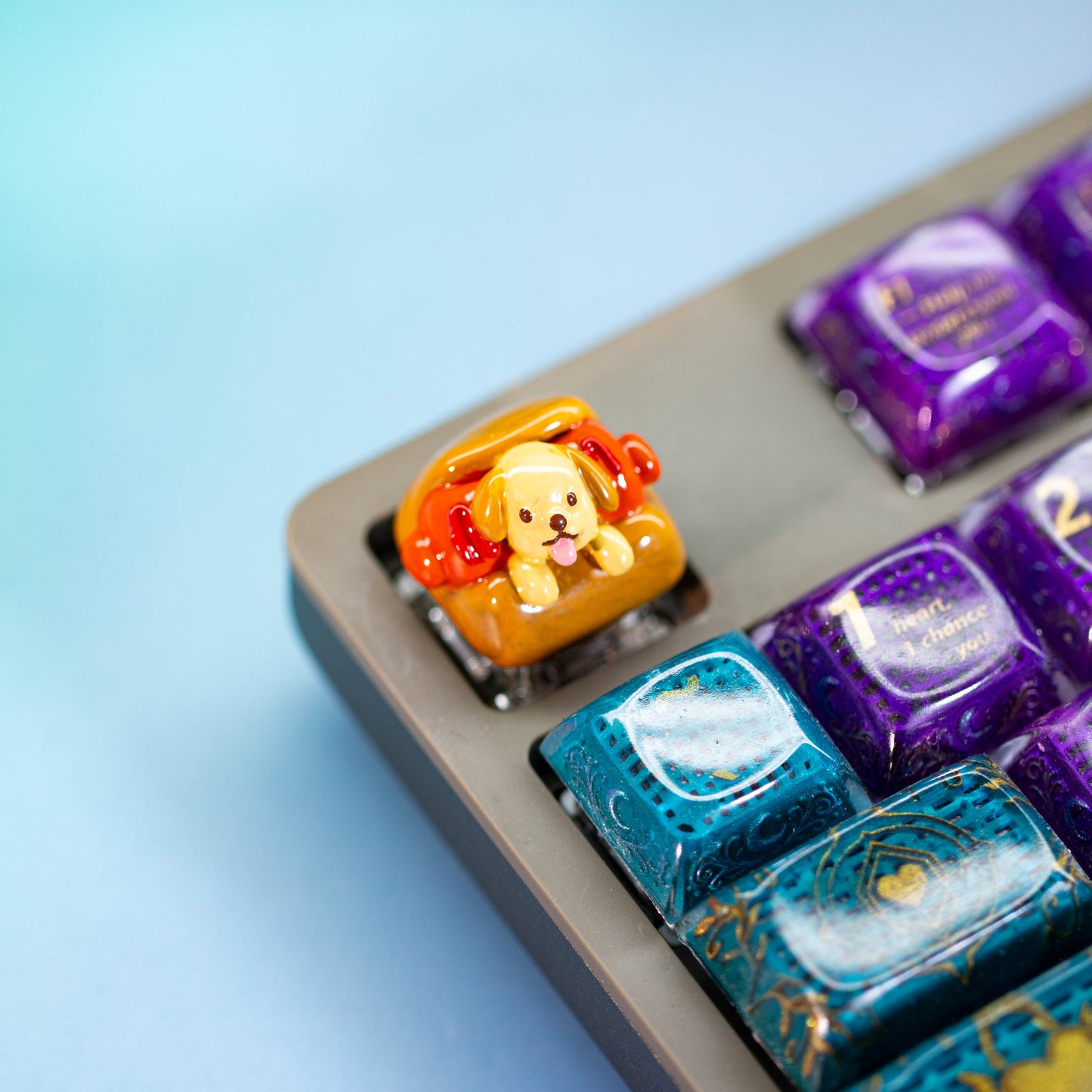 Hotdog Pup Delight · Handmade Resin Artisan Keycap
