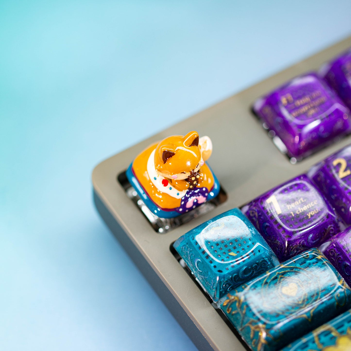 Donut Fox Delight · Handmade Resin Artisan Keycap