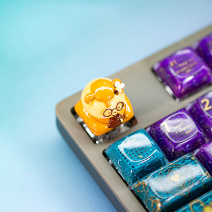 Honey Scholar Bear · Handmade Resin Artisan Keycap