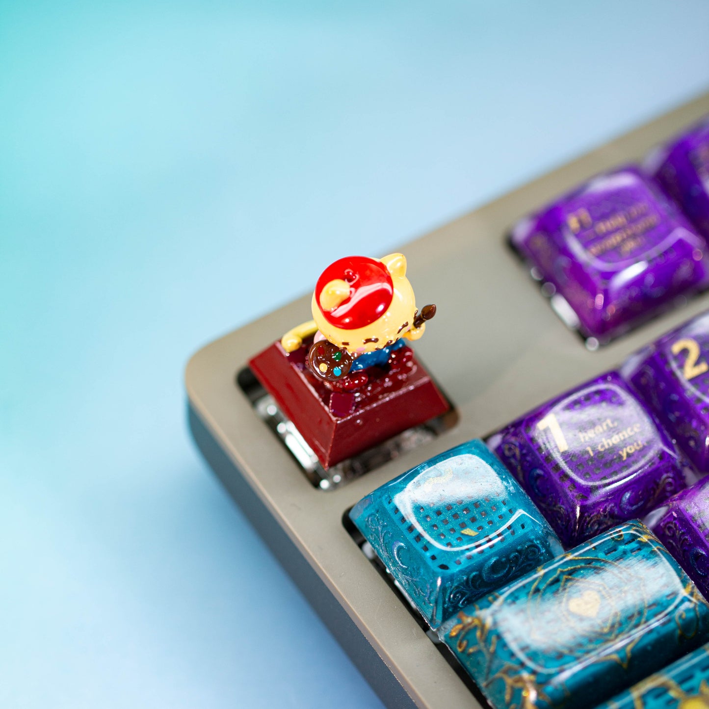 Painter Cat Marcel · Handmade Resin Artisan Keycap
