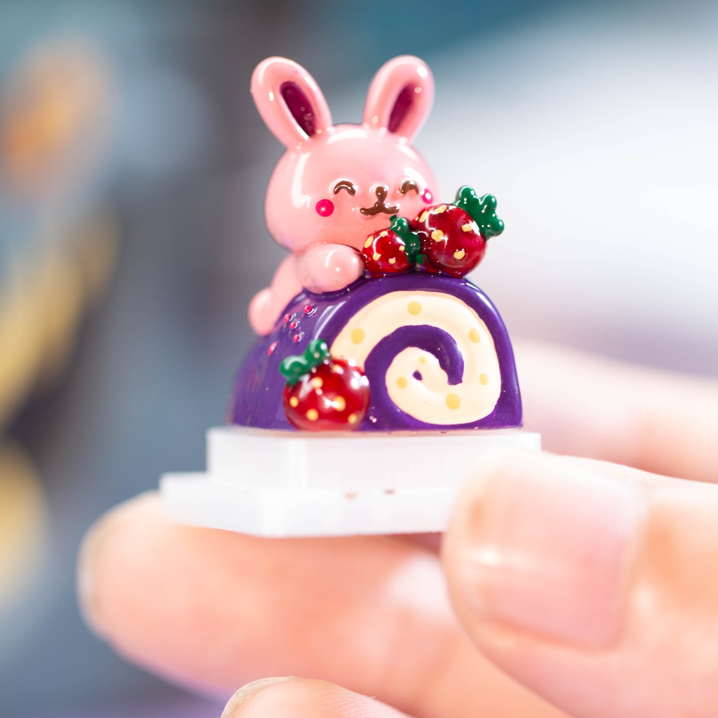 Bunny Donut Delight · Handmade Resin Artisan Keycap