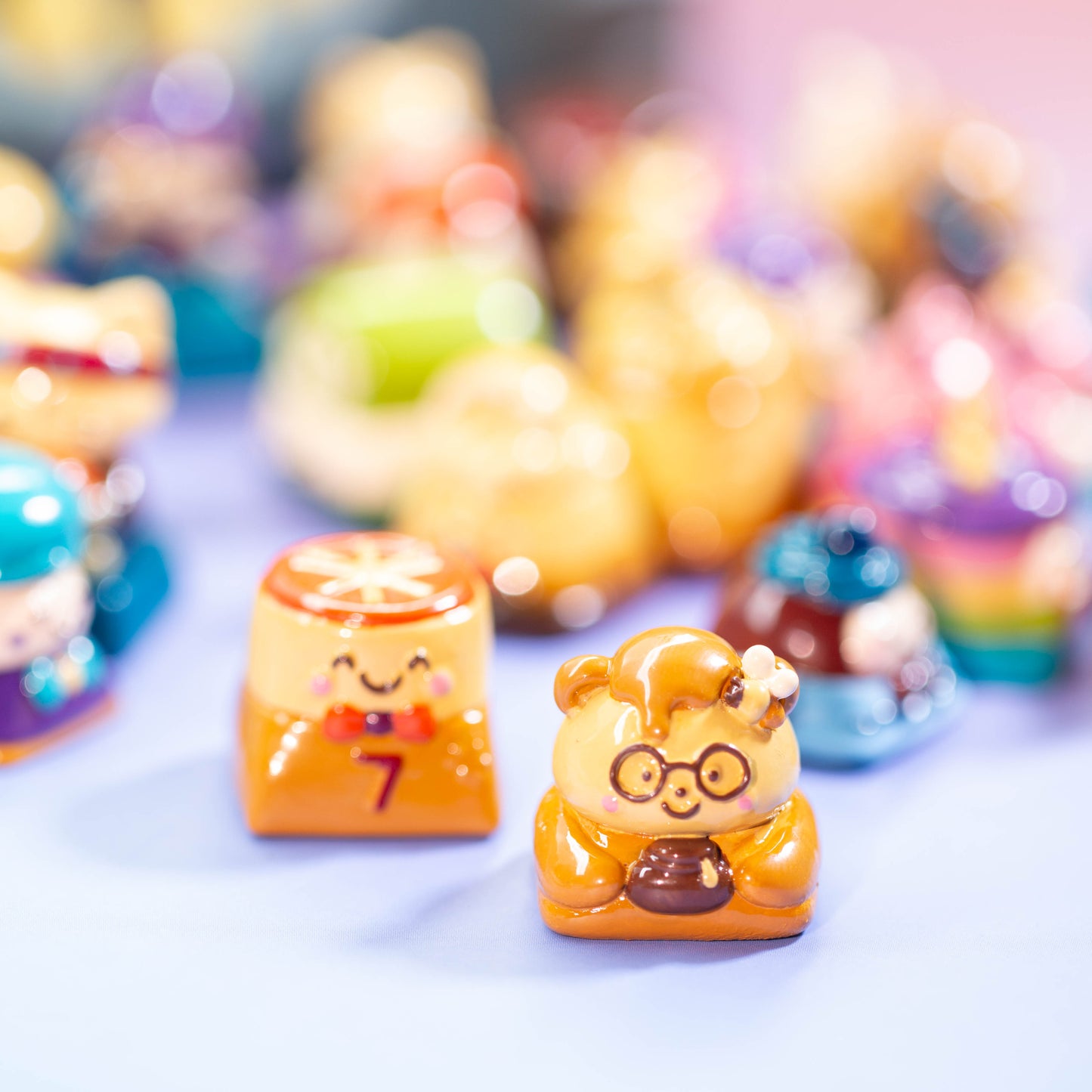 Honey Scholar Bear · Handmade Resin Artisan Keycap