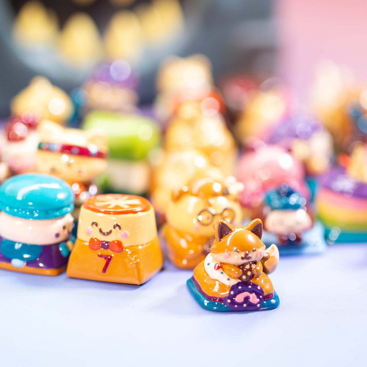 Donut Fox Delight · Handmade Resin Artisan Keycap