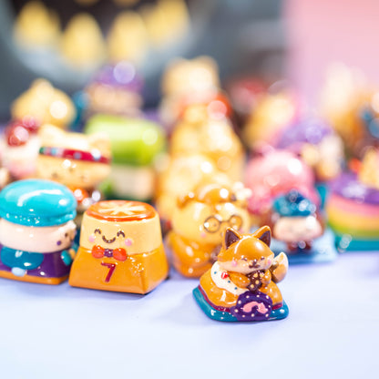 Donut Fox Delight · Handmade Resin Artisan Keycap