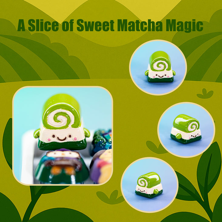 Matcha Cake Delight · Handmade Resin Artisan Keycap