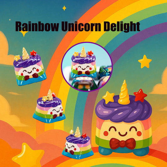 Rainbow Unicorn Delight · Handmade Resin Artisan Keycap