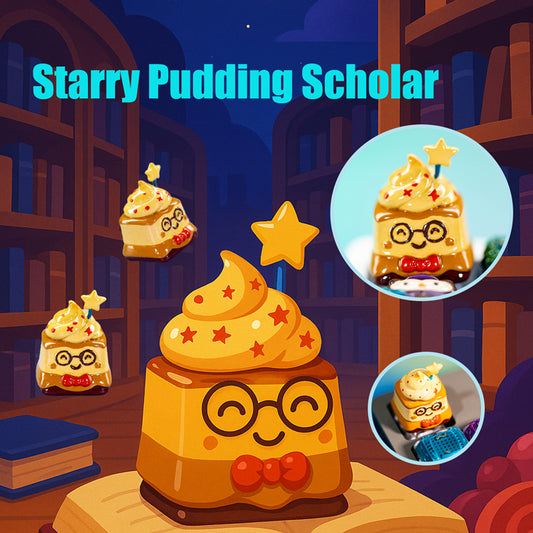 Starry Pudding Scholar · Handmade Resin Artisan Keycap