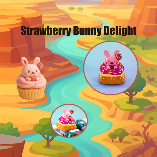Strawberry Bunny Delight · Resin Artisan Keycap