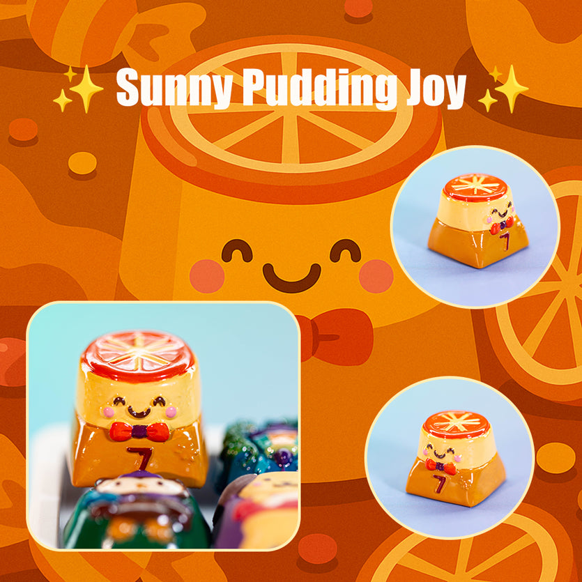 Sunny Pudding Joy · Handmade Resin Artisan Keycap