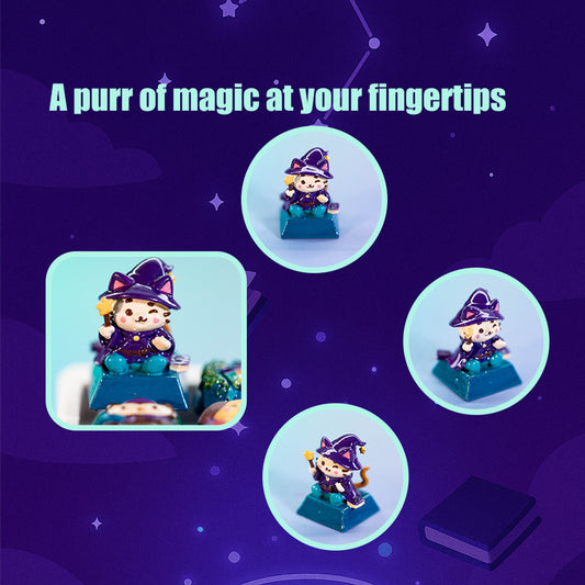 Wizard Cat Delight · Handmade Resin Artisan Keycap